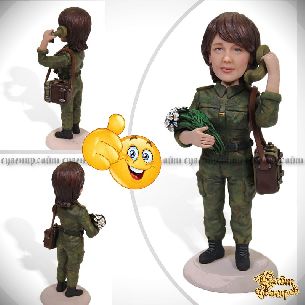 Кукла шарж девушке "Военный связист" 20см.