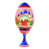 Пасхальное яйцо деревянное с ручной росписью Собор