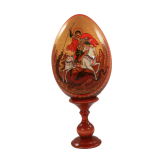Пасхальное яйцо деревянное с ручной росписью Гергий Победоносец