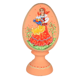 Пасхальное яйцо деревянное с ручной росписью Угощение