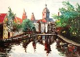 Картина на холсте "Речной канал Амстердама"