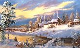 Картина на холсте "Зимняя деревня"