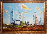 Картина современный город из янтаря