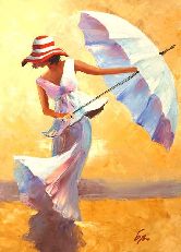 Картина на холсте "Девушка с зонтом"