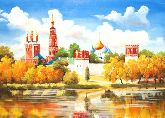 Картина на холсте "Новодевичий монастырь осенью"
