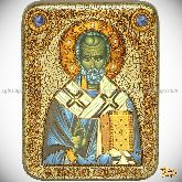 Святитель Николай, архиепископ Мир Ликийский (Мирликийский), чудотворец, подарочная икона, 15х20 на мореном дубе