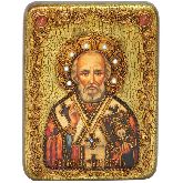 Святитель Николай, архиепископ Мир Ликийский (Мирликийский), чудотворец, Подарочная икона, 15 Х20