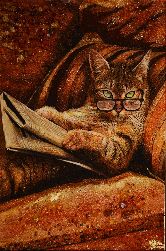 Картина из янтаря Ученый кот